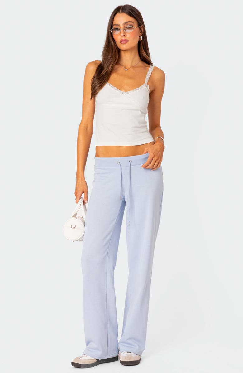 EDIKTED Amilia Lace Trim Stretch Cotton Camisole, Alternate, color, White