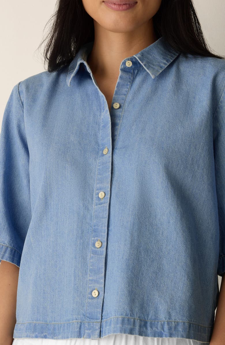 Eileen Fisher Classic Collar Short Sleeve Button-Up Shirt, Alternate, color,