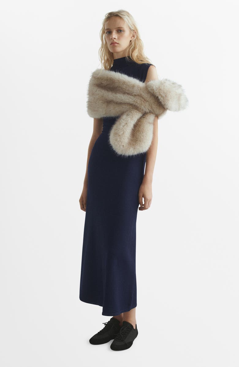 MANGO Perkins Maxi Sweater Dress, Alternate, color, Navy