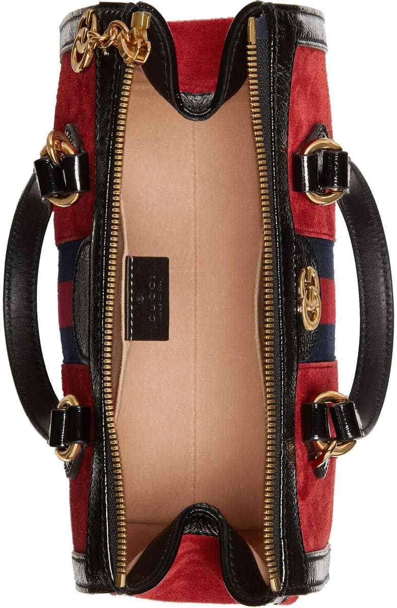 Gucci Small Ophidia House Web Suede Satchel, Alternate, color,