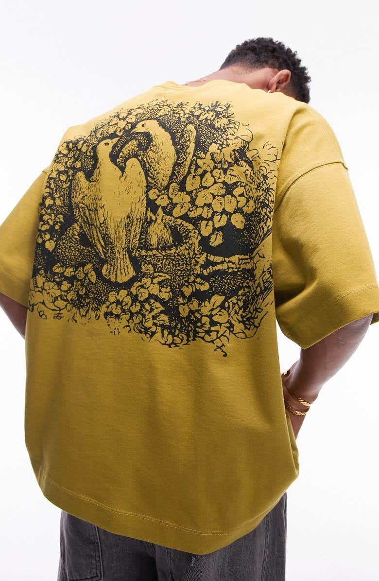 Topman Extreme Oversize Dove Graphic T-Shirt, Alternate, color,
