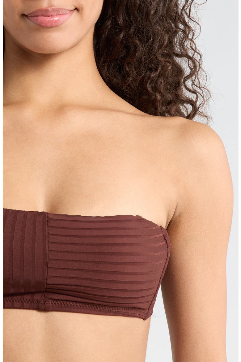 Bandeau Rib Bikini Top, Alternate, color, ESPRESSO