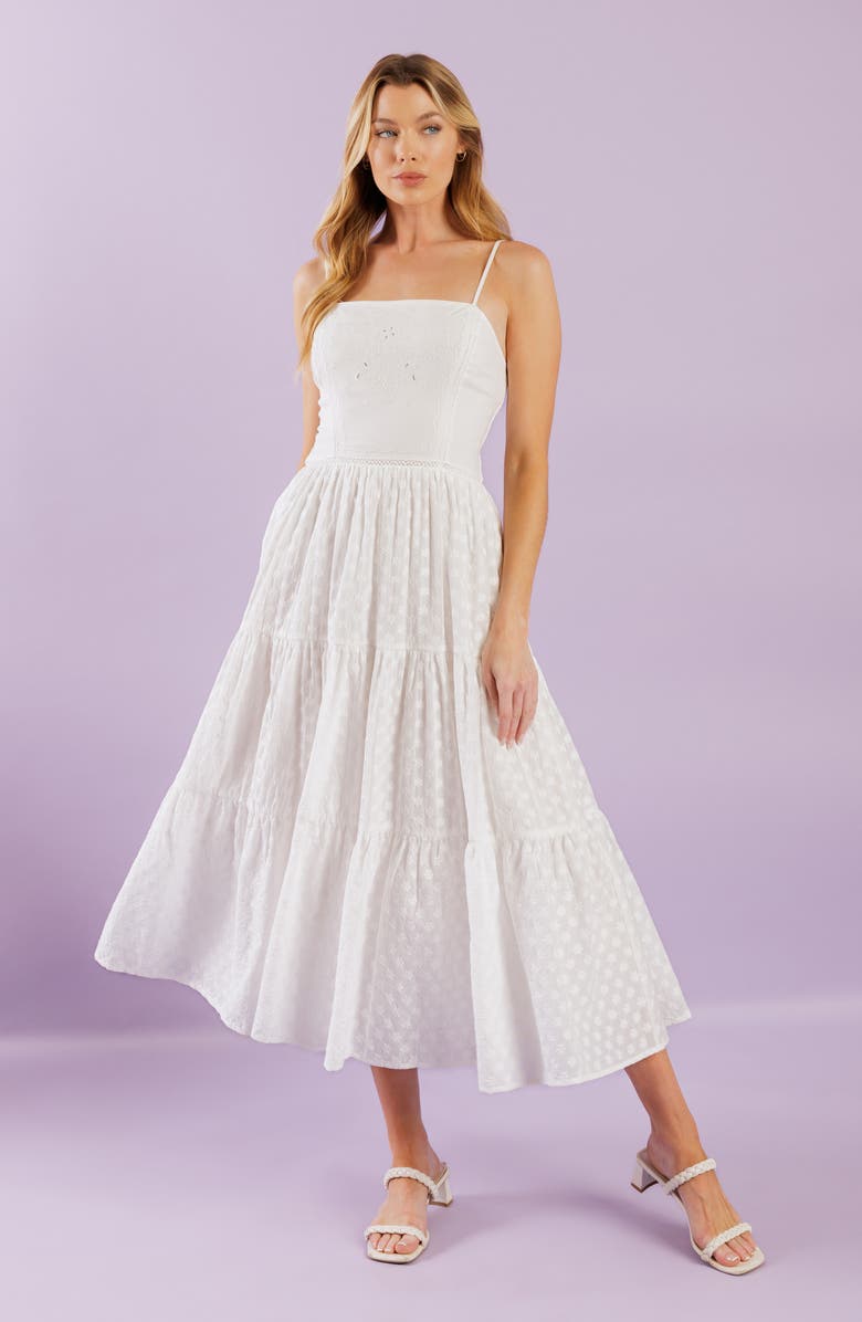 FLYING TOMATO Eyelette Midi Dress, Alternate, color, 