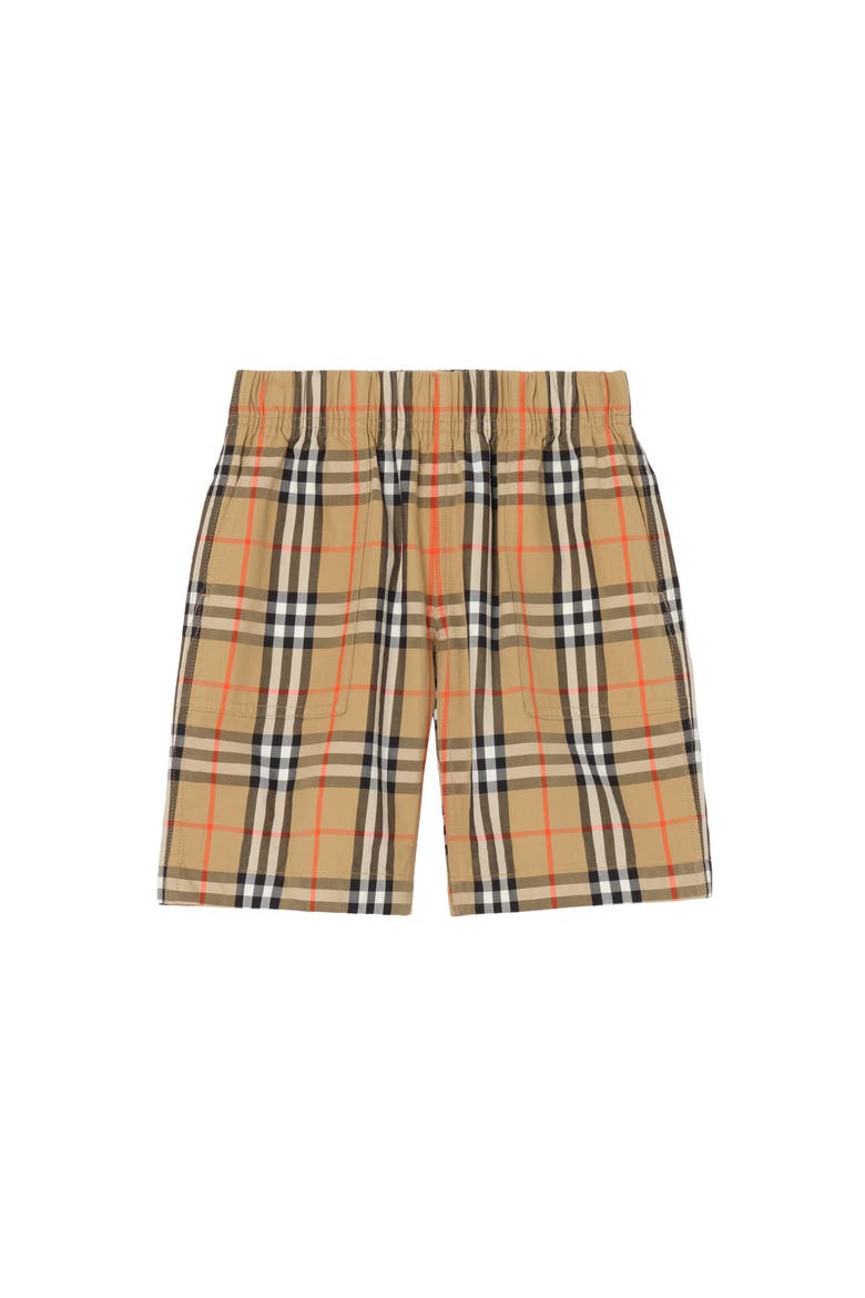 Check Cotton Cargo Shorts, Main, color, Sand beige