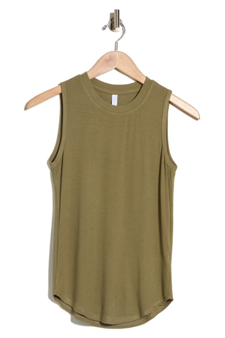 Crewneck Ribbed Tank, Alternate, color, MARTINI OLIVE