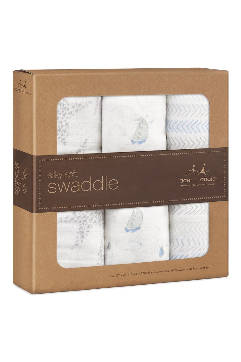 'Sail Away' Swaddling Cloths (Nordstrom Exclusive), Alternate, color, BLUE