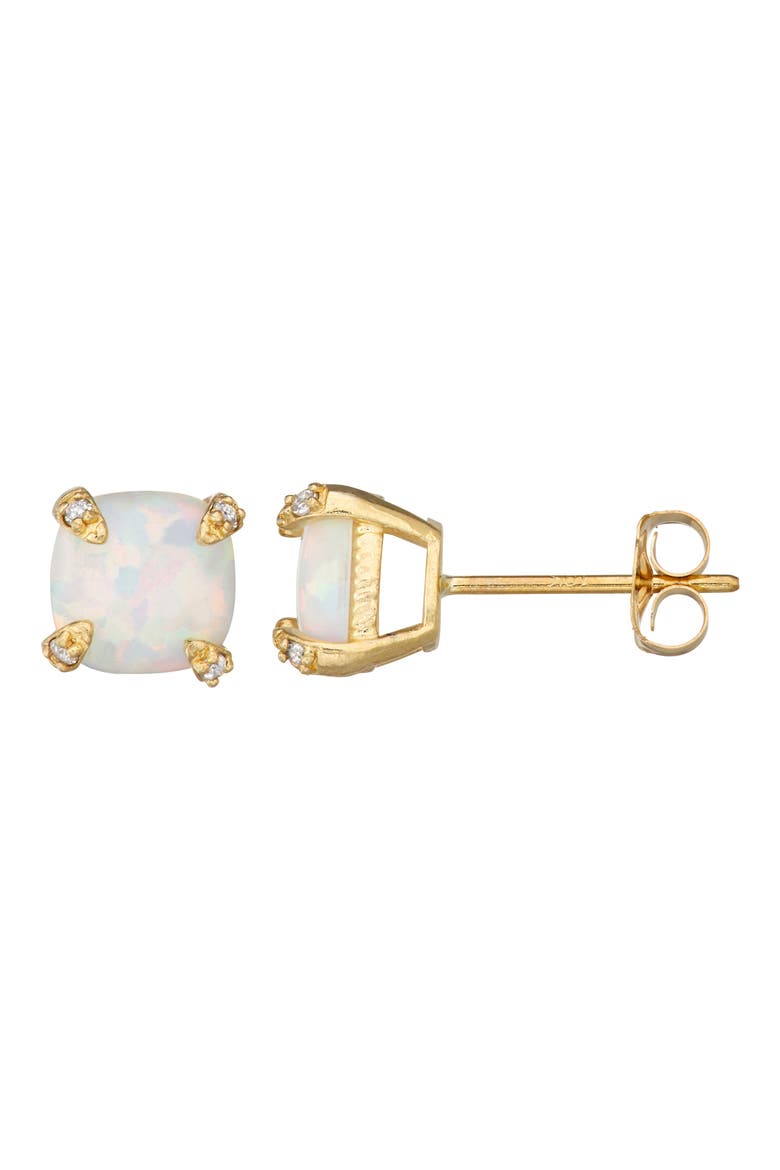 10K Gold Solitaire Stud Earrings, Main, color, GREEN