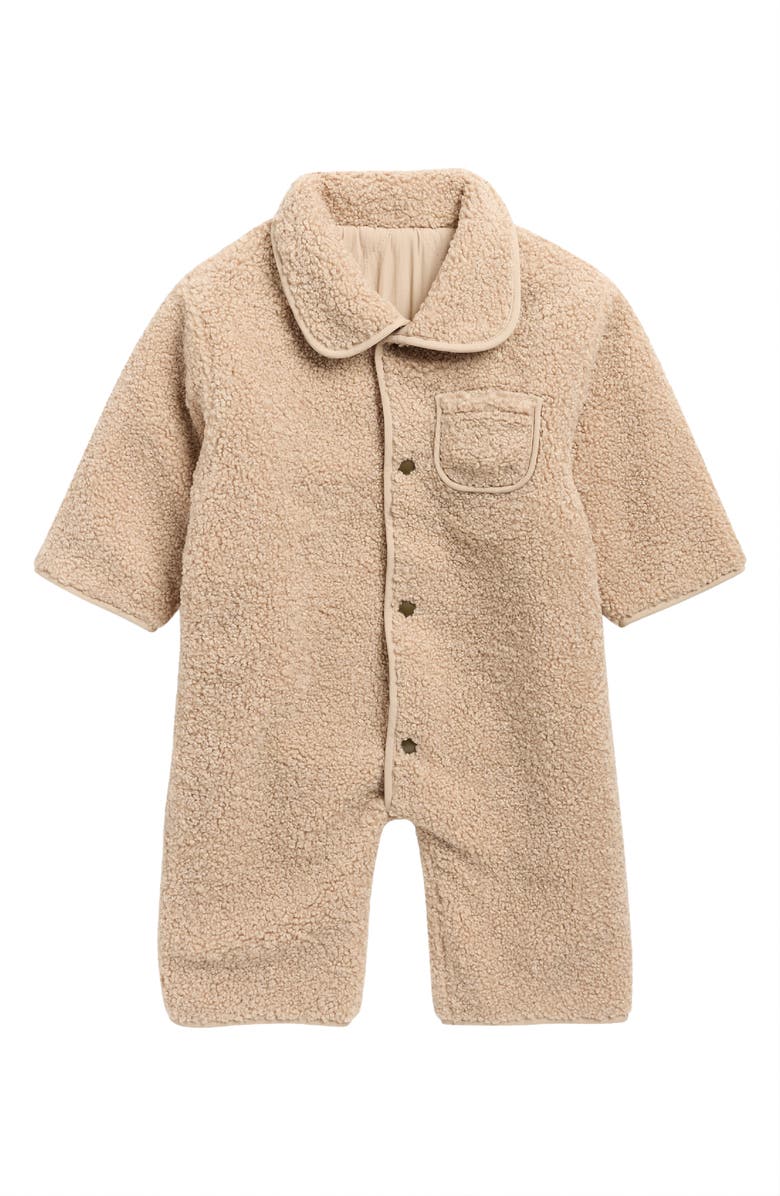QUINCY MAE Faux Shearling Romper, Main, color, Oat