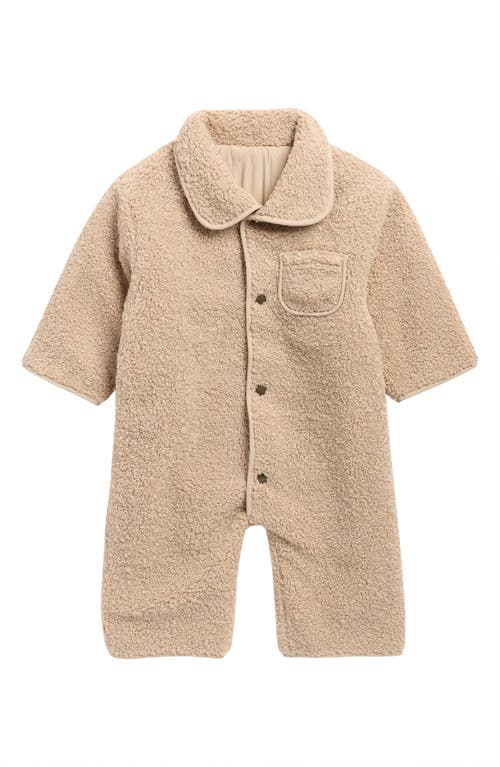 Quincy Mae Faux Shearling Romper In Neutral