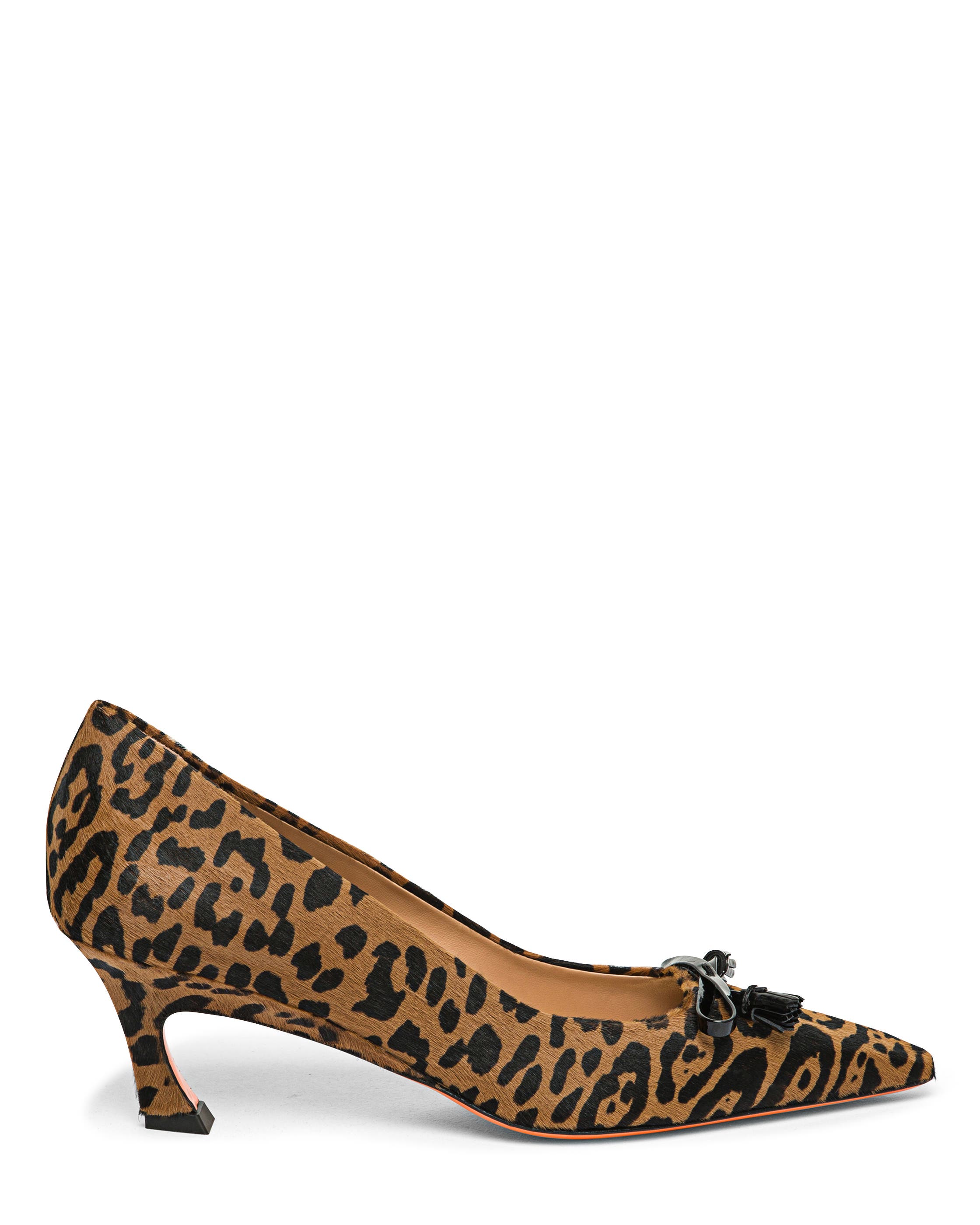 Santoni Mid-Heel Leopard-Print Pony Hair Pumps, Main, color, Brown
