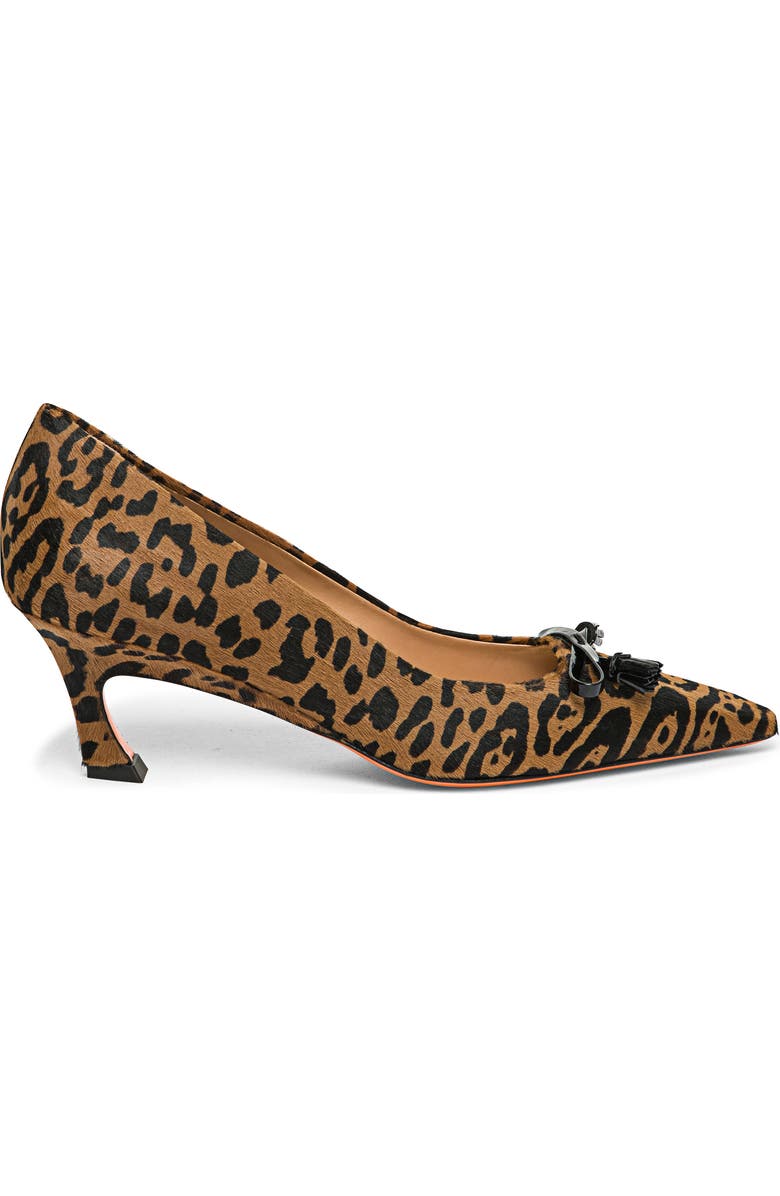 Santoni Mid-Heel Leopard-Print Pony Hair Pumps, Main, color, Brown
