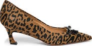 Santoni Mid-Heel Leopard-Print Pony Hair Pumps