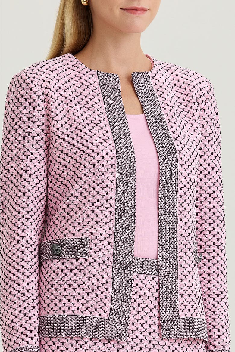 Family Savvy Heritage Shell Stitch Knit Jacket, Alternate, color, Perfect Pink/Black