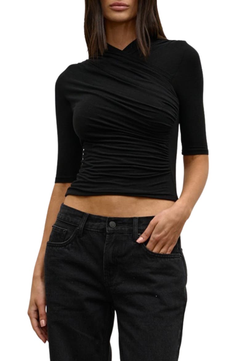 Amrita Ruched Mock Neck Top, Main, color, SHADOW