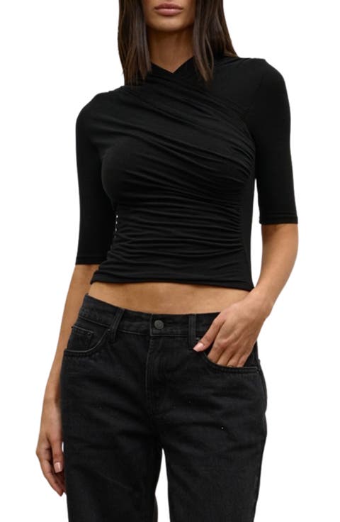 Amrita Ruched Mock Neck Top