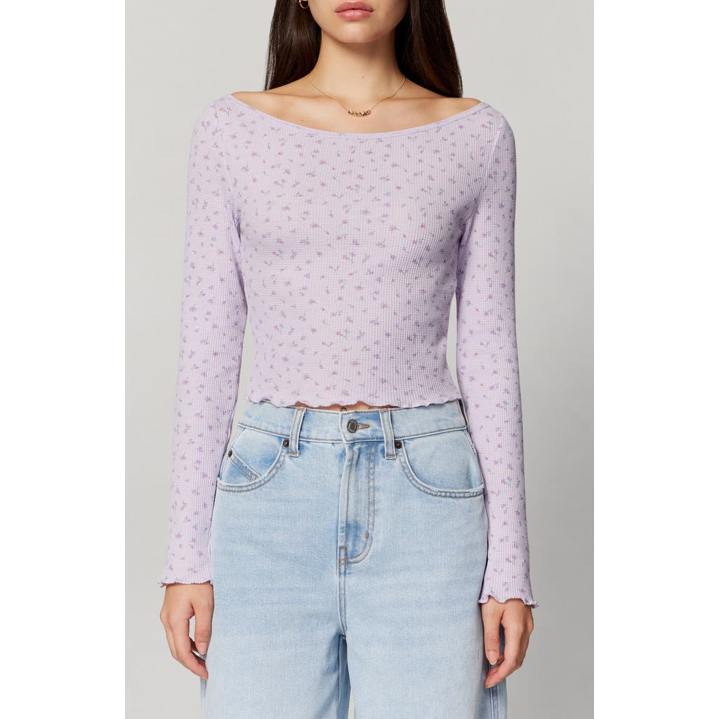 Florence By Mills Off The Shoulder Long Sleeve Crop Top In Purple
