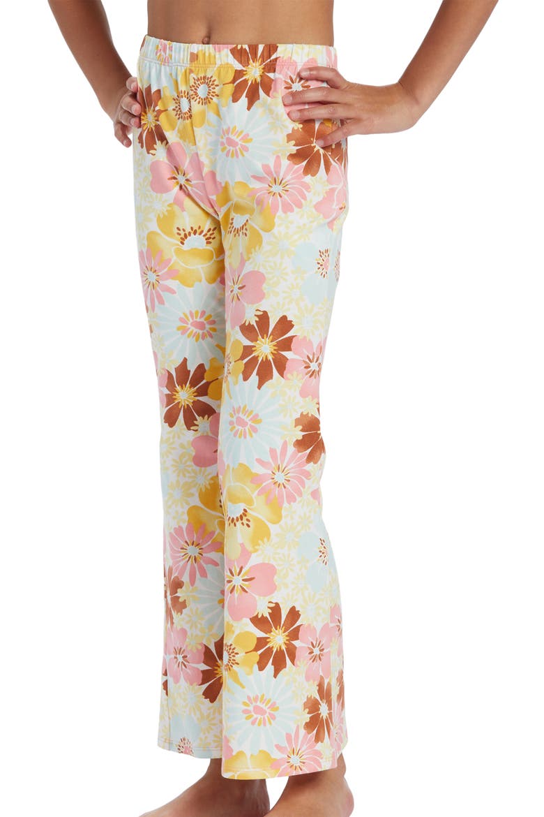Kids' Flower Power Crop Jersey Flare Pants, Alternate, color, FLAMINGO