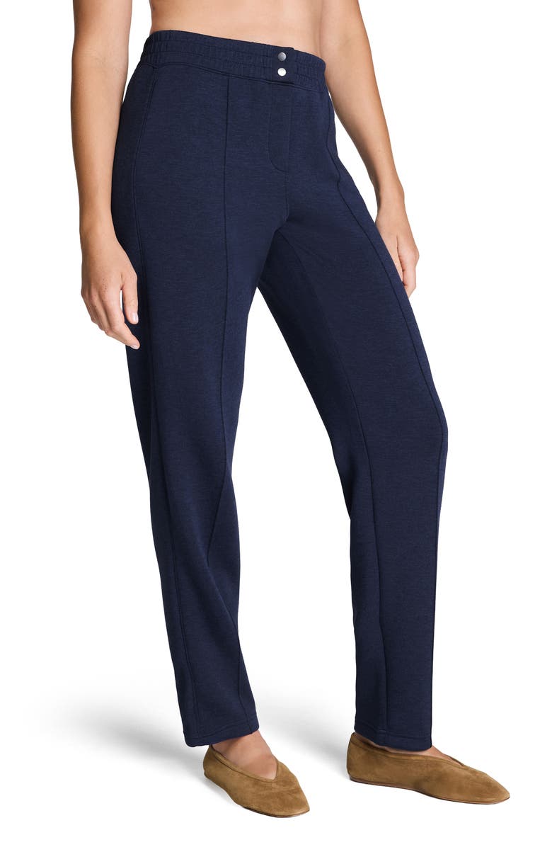 SPANX<sup>®</sup> Brushed AirEssentials<sup>®</sup> Slim Straight Leg Pants, Main, color, Heather Timeless Navy