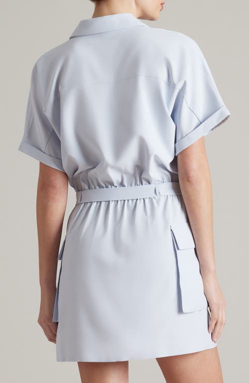 Shop Rhone Mirage Water Repellent Short Sleeve Mini Shirtdress In Blue Ice