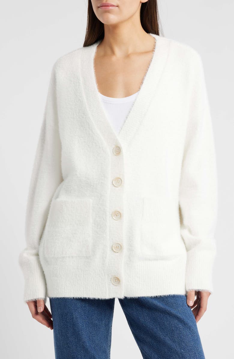 Good American Oversized Cardigan, Alternate, color, Cloud White001
