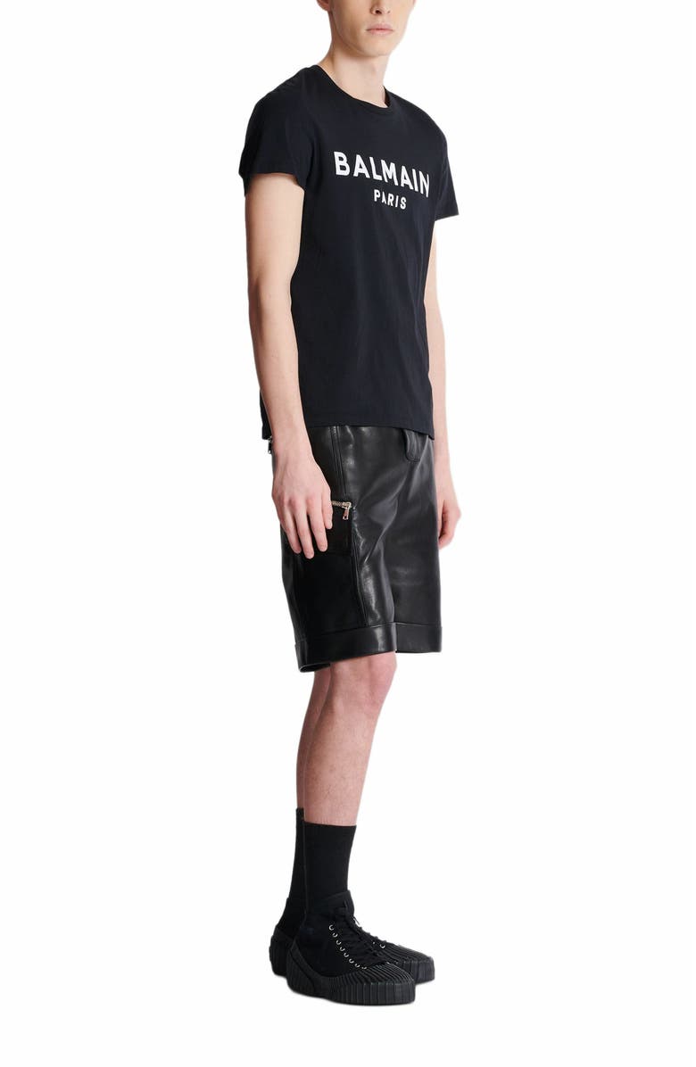 Balmain T-Shirt With Balmain Paris Print, Main, color, Black