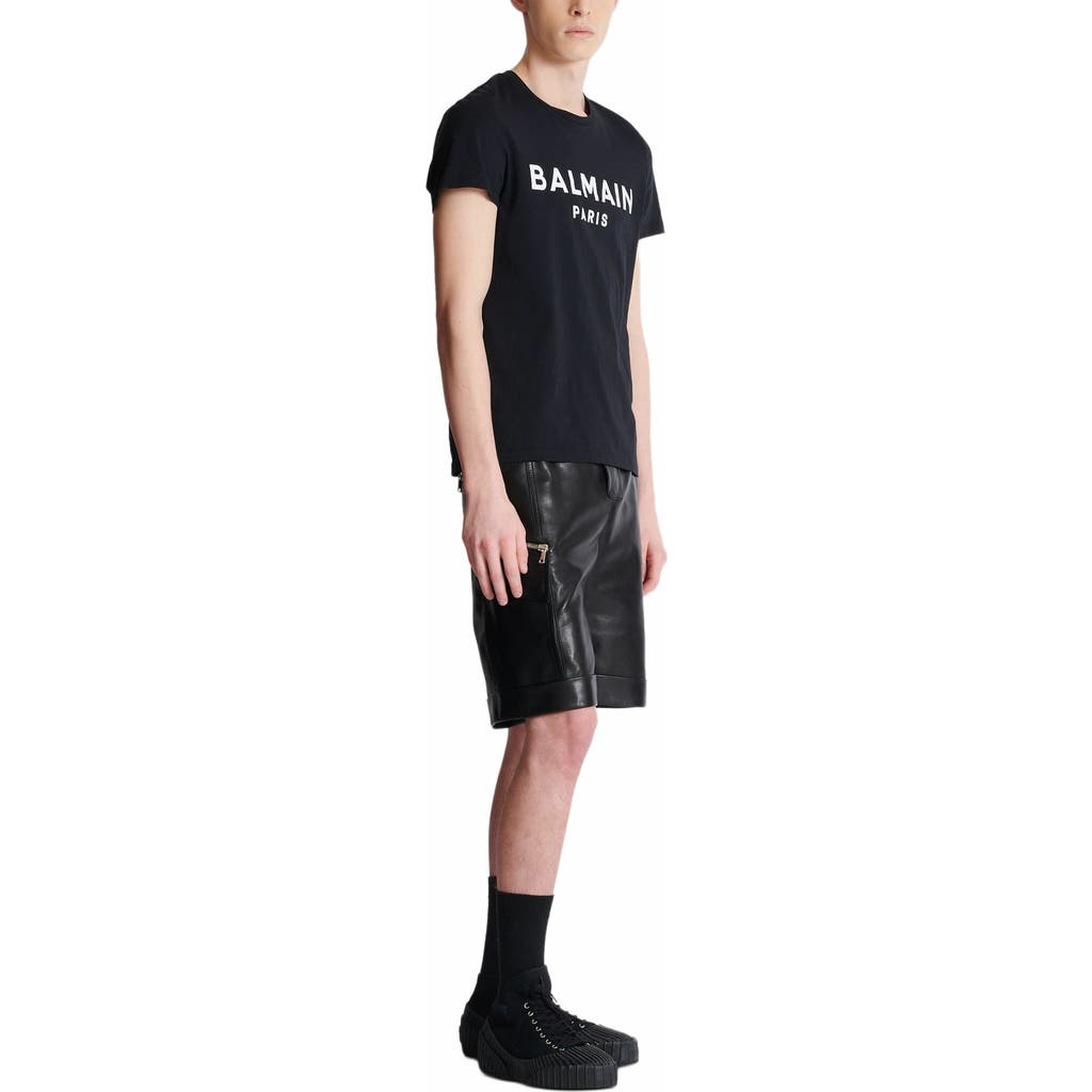 Balmain T-shirt With Paris Print In Black
