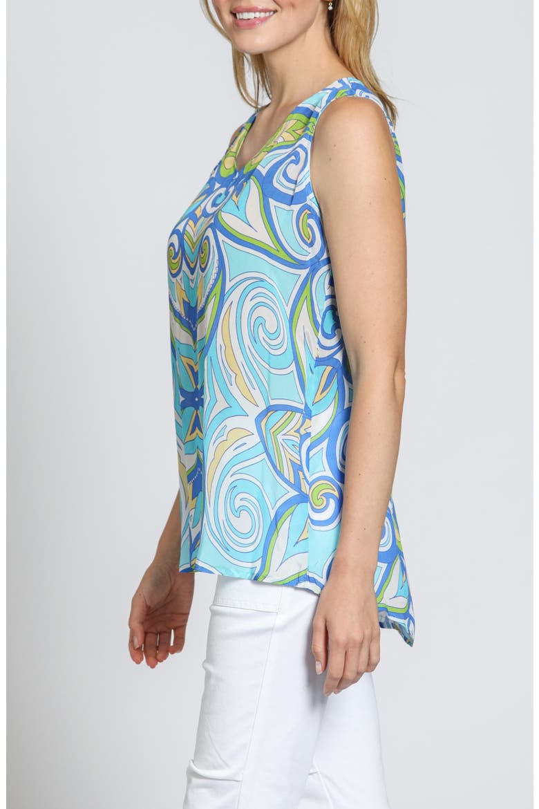 Print V-Neck Tank, Alternate, color, TURQUOISE MULTI