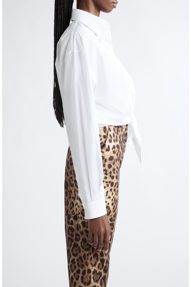 Tie Hem Cotton Poplin Button-Up Shirt, Alternate, color, BIANCO OTTICO