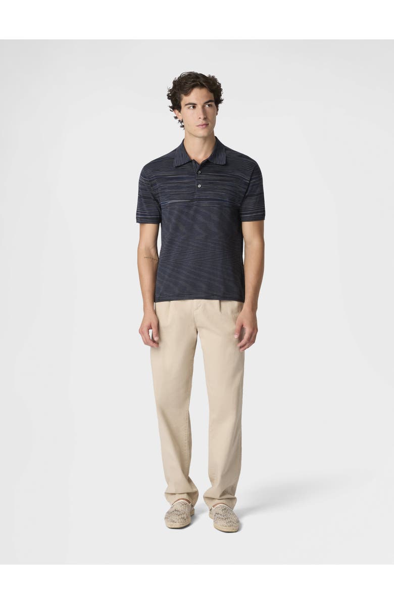 Missoni Flamed Mercerized Cotton Polo Shirt, Alternate, color, Beige& White