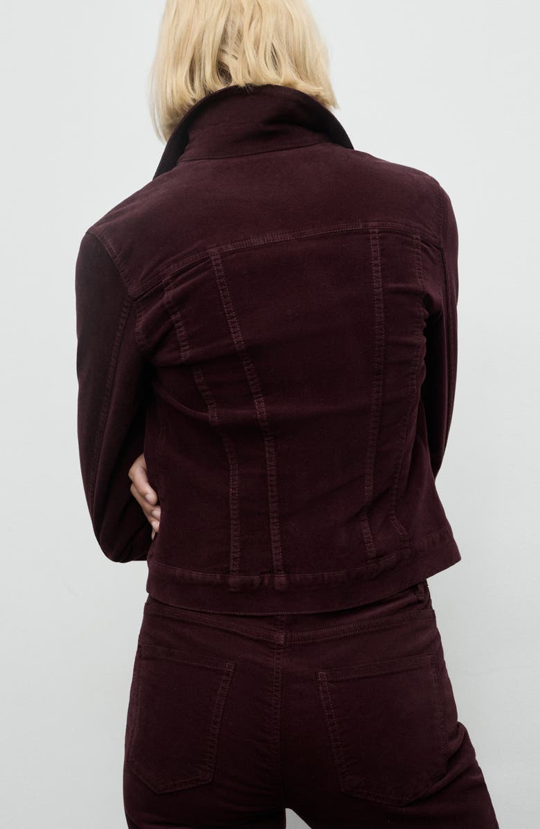 MANGO Stitch Velvet Jacket, Alternate, color, Wine