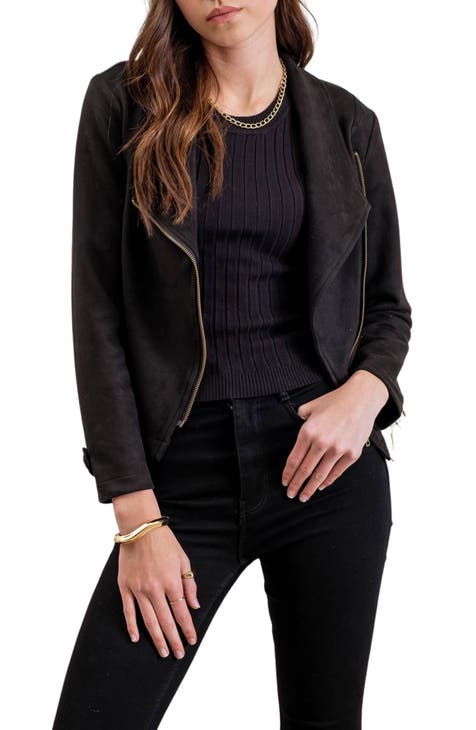 Faux Suede Moto Jacket