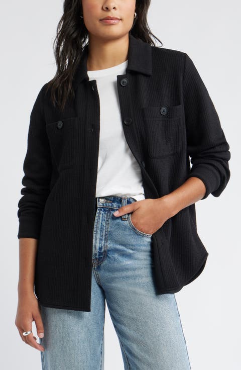 Textured Knit Shirt Jacket