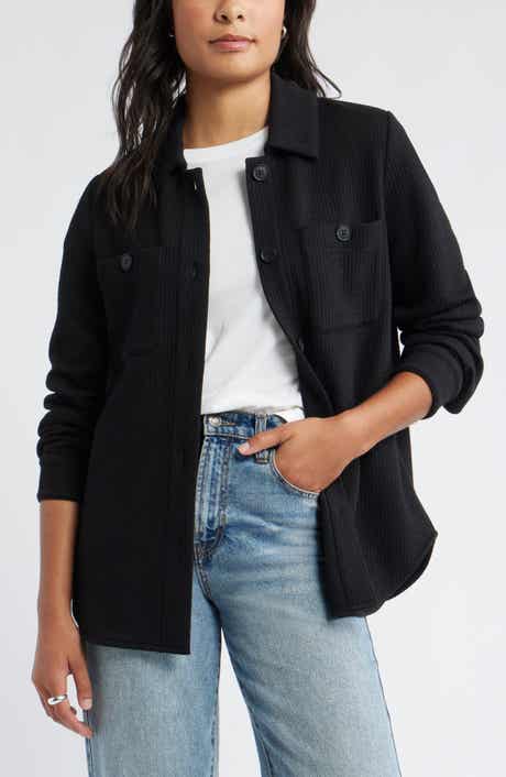 Caslon® Textured Knit Shirt Jacket