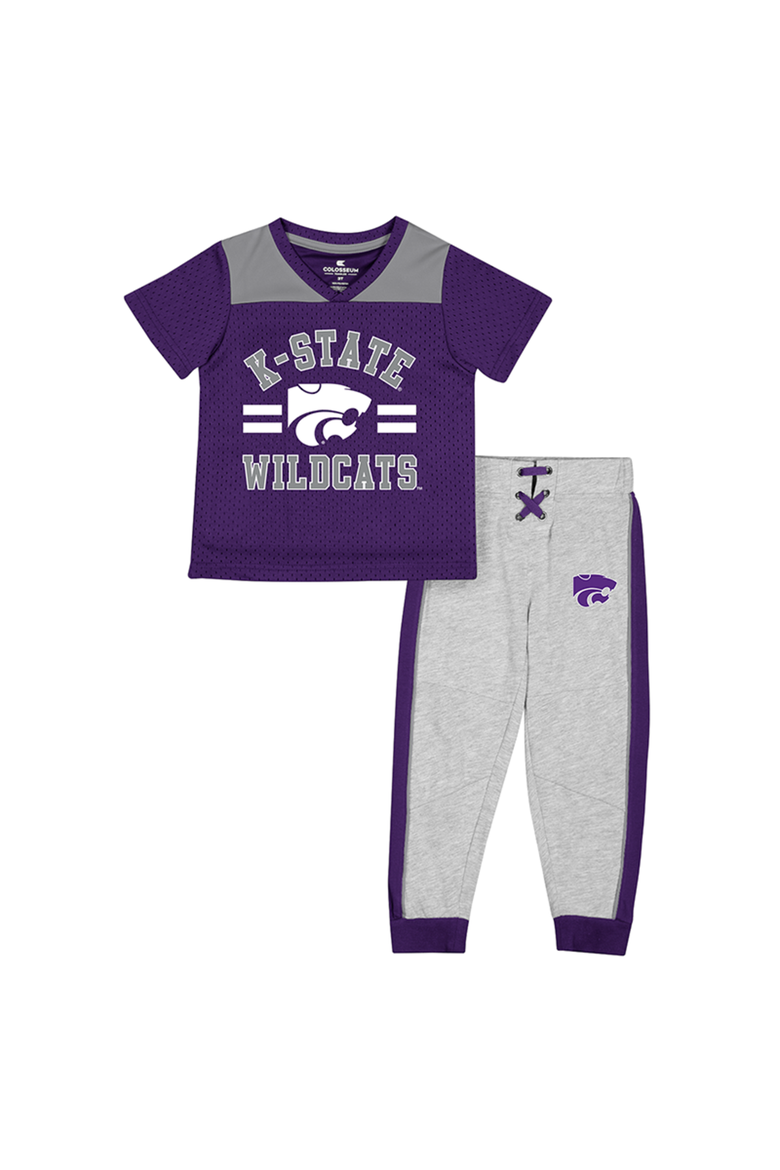 Toddler Colosseum Purple/Heather Gray Kansas State Wildcats Ka-Boot-It Jersey & Pants Set, Main, color, Purple