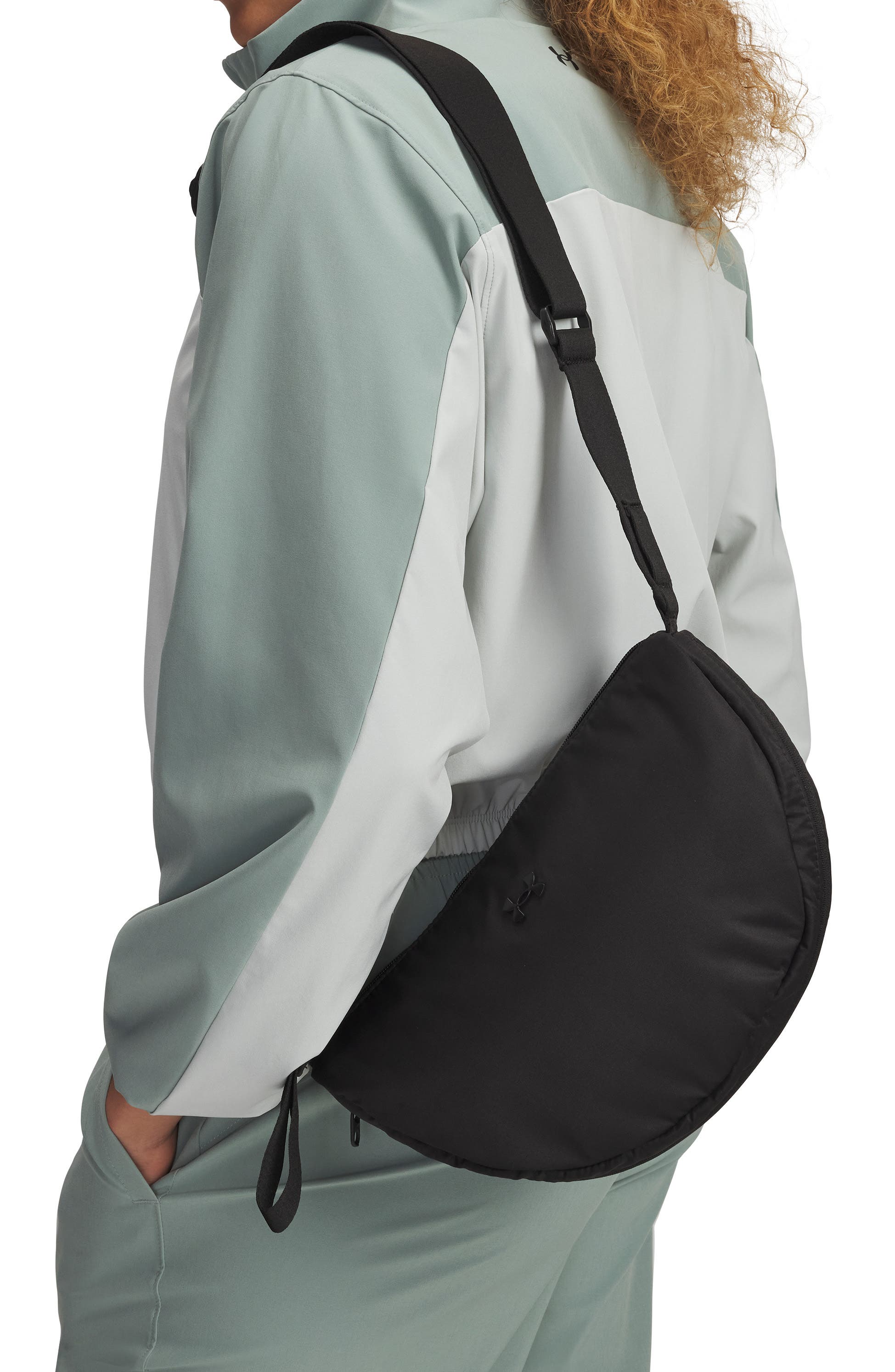 Under Armour Studio Water Resistant Shoulder Bag, Alternate, color, Black / Black / Black