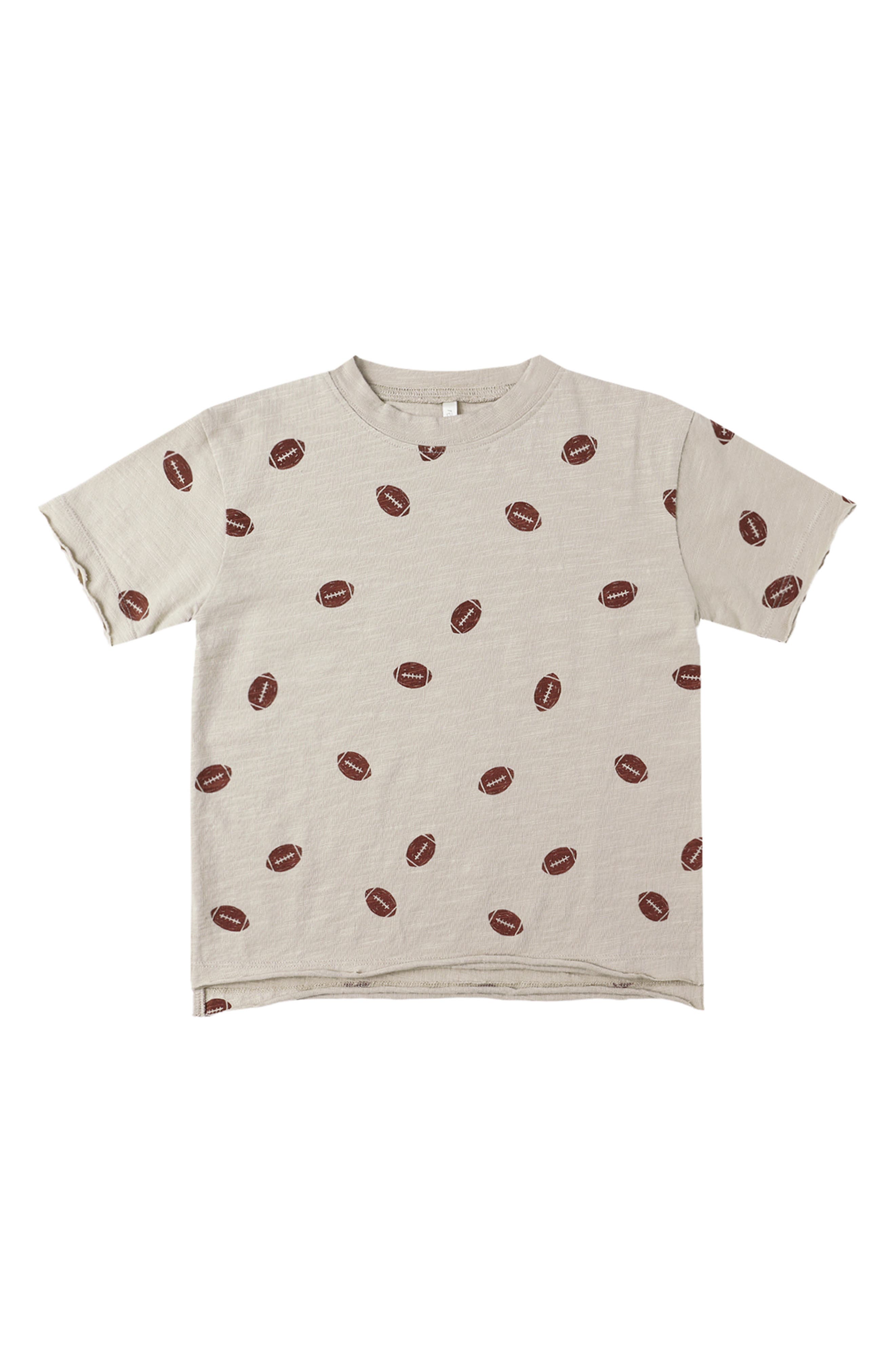 Kids' Football Print Raw Edge T-Shirt