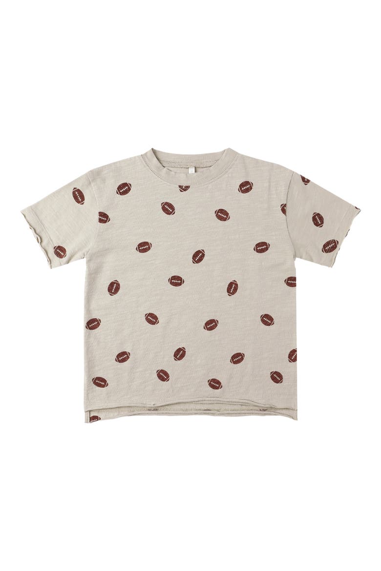 Kids' Football Print Raw Edge T-Shirt, Main, color, FOOTBALLS