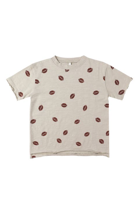 Kids' Football Print Raw Edge T-Shirt