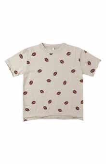 Kids' Football Print Raw Edge T-Shirt