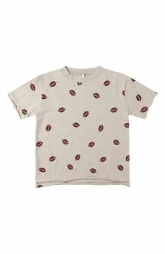 Kids' Football Print Raw Edge T-Shirt