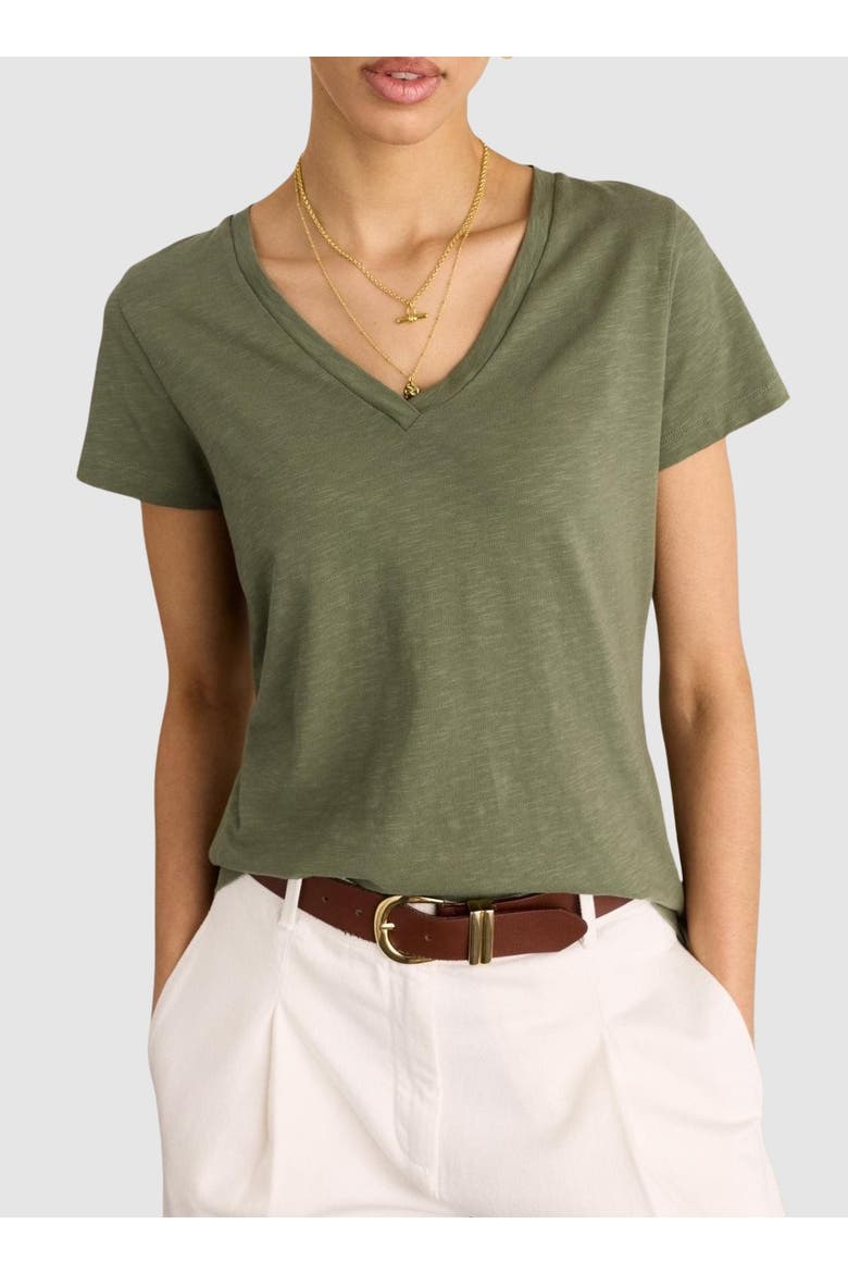 Hanorah V-Neck T-Shirt, Alternate, color, Light Khaki