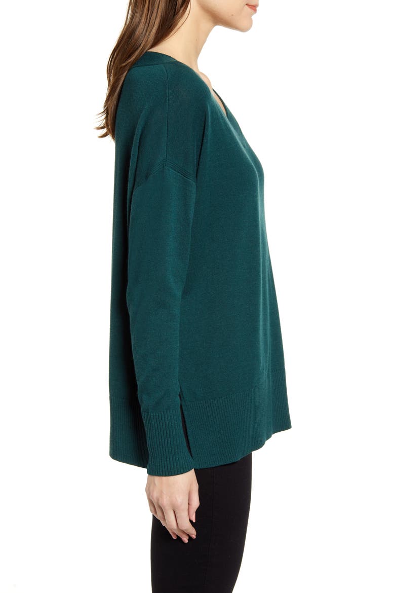 V-Neck Sweater, Alternate, color, GREEN PONDEROSA