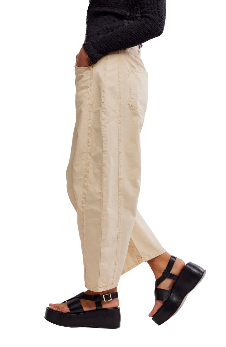Free People Good Luck Barrel Leg Pants, Alternate, color, Bleached Out