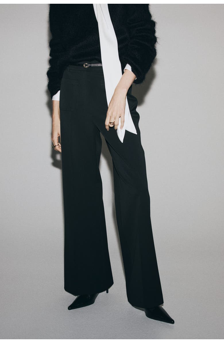 H&M Flared Belted Trousers, Alternate, color, 