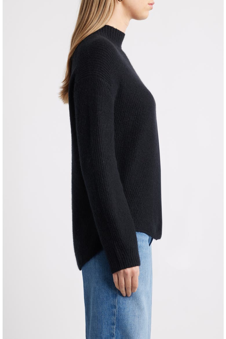 Shirttail Mock Neck Sweater, Alternate, color, BLACK