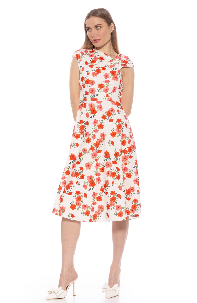 Alexia Admor Mariah Asymmetric Cap Sleeve Fit & Flare Dress, Alternate, color,