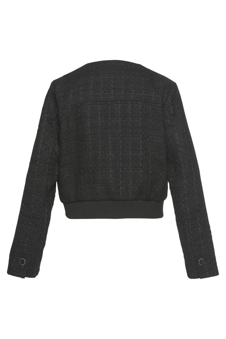 Round Neckline Tweed Jacket, Alternate, color, Black
