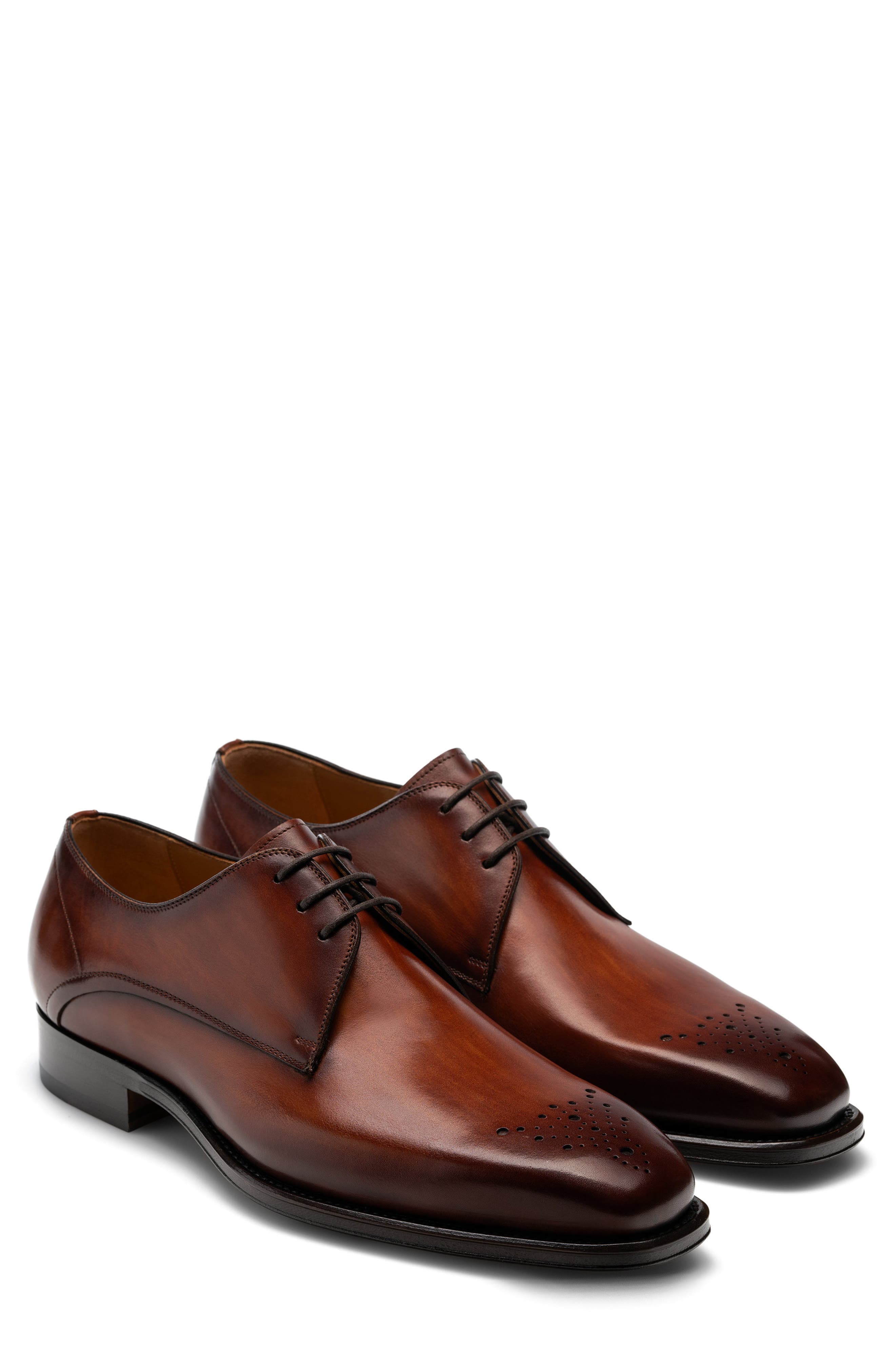 Merrion Medallion Toe Derby, Main, color, COGNAC