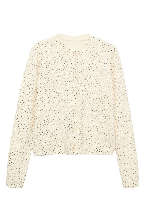 Shop Mango Polk Dot Print Cardigan In Ecru