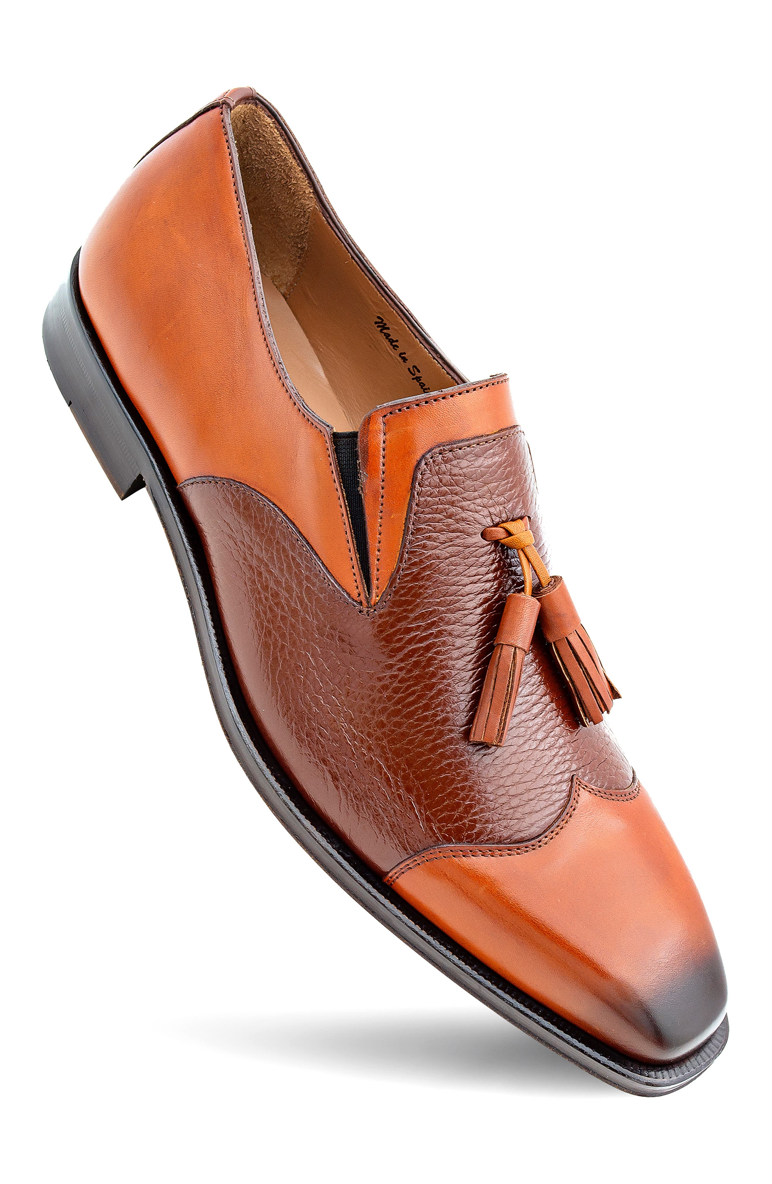 Tassel Ornament Leather Loafer, Alternate, color, COGNAC